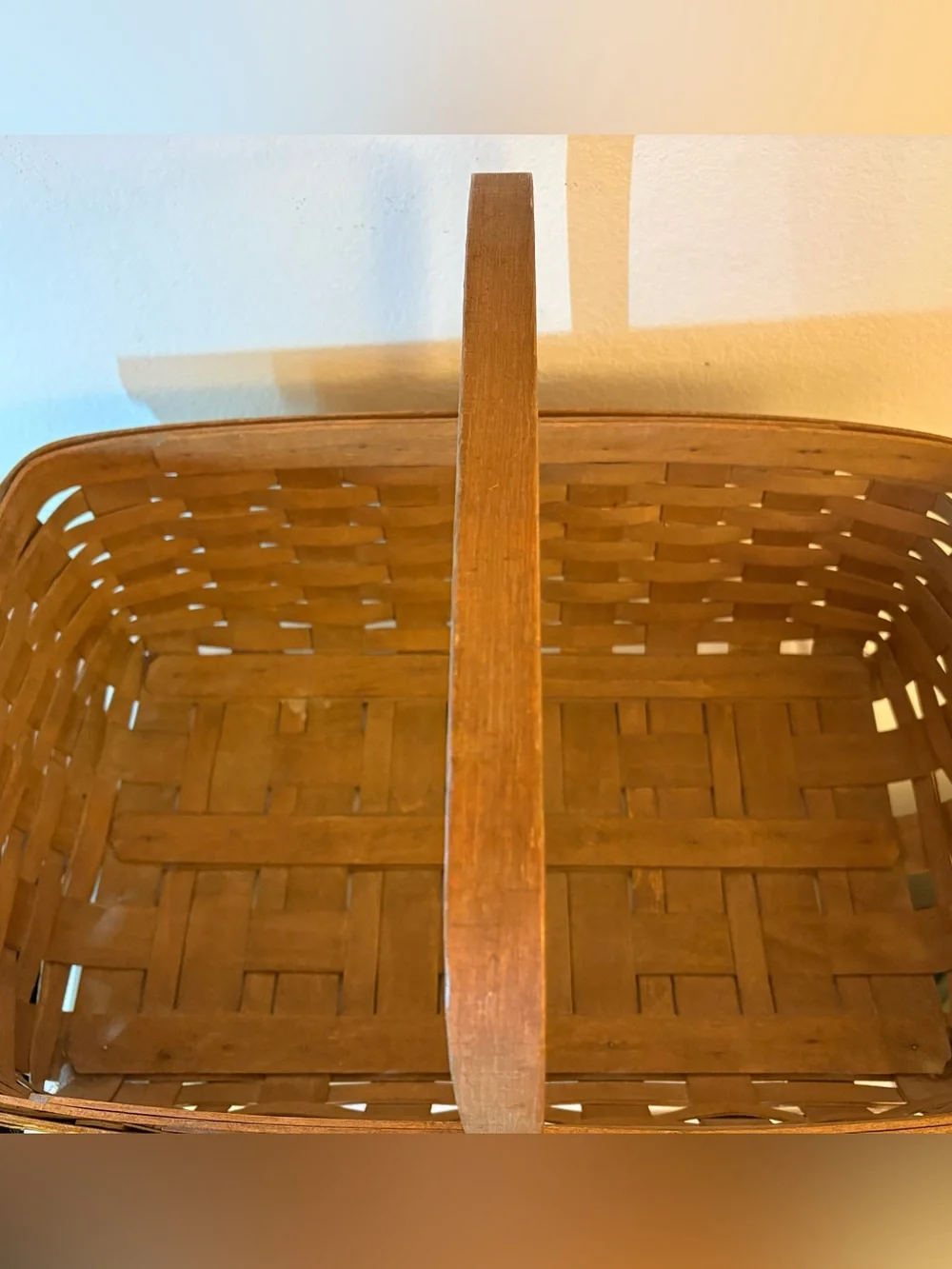 Vintage 1984 Longaberger Extra Large Rectangular Basket w/ Single Wood Handle